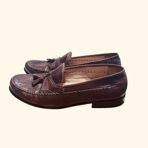 Domani Leather & Snakeskin Tasseled Loafers Slip On Shoes Men's size 13M 18-1007